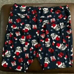 Terra & Sky Red, White and Blue Christmas Leggings - Size 3X (24W-26W)
